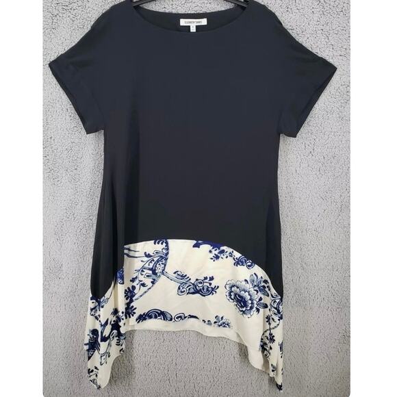 Elizabeth and James size 4 Women's Black Floral Print Shift Dress Silk Hi Low - Picture 4 of 7